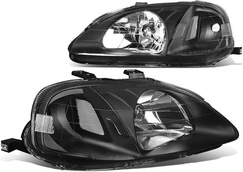 DNA MOTORING HL-OH-HC99-BK-CL1 Black Housing Headlights Replacement For 99-00 Civic in Kuwait