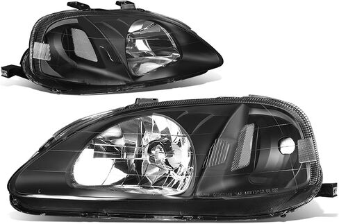 DNA MOTORING HL-OH-HC99-BK-CL1 Black Housing Headlights Replacement For 99-00 Civic in Kuwait