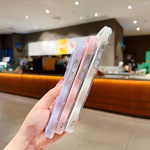 Fxlzcw Cute Clear Curly Wave Frame Compatible with iPhone 15 Pro, Slim Thin Soft Silicone Case - White in Saudi Arabia