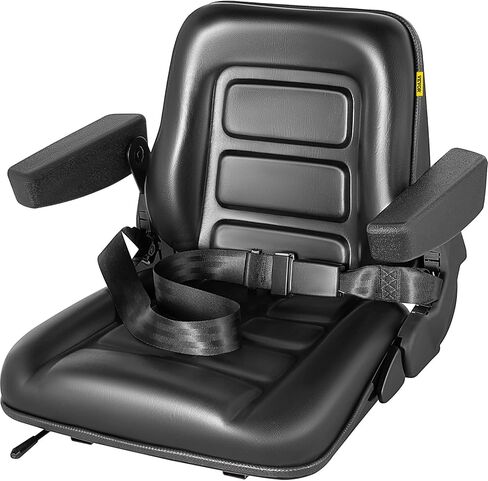 VEVOR Universal Forklift Seat Black PVC Tractor Seat, 6"/150MM Adjustable Mower Seat Foldable Seat Including Armrests, Seat Belt, Seat Switch, Skid Steer Seat Fit Forklift, Tractor, Skid Loader in Saudi Arabia