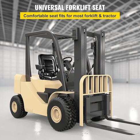 VEVOR Universal Forklift Seat Black PVC Tractor Seat, 6"/150MM Adjustable Mower Seat Foldable Seat Including Armrests, Seat Belt, Seat Switch, Skid Steer Seat Fit Forklift, Tractor, Skid Loader in Saudi Arabia