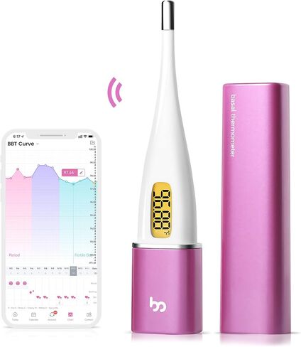 مقياس الحرارة الأساسي الذكي Femometer، مقياس حرارة BBT ذكي مع بلوتوث وإضاءة خلفية، متتبع فترة مراقبة الخصوبة، مزامنة مع تطبيق مقياس Femometer، ذهبي in Saudi Arabia