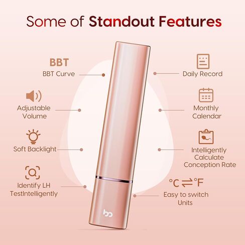 مقياس الحرارة الأساسي الذكي Femometer، مقياس حرارة BBT ذكي مع بلوتوث وإضاءة خلفية، متتبع فترة مراقبة الخصوبة، مزامنة مع تطبيق مقياس Femometer، ذهبي in Saudi Arabia