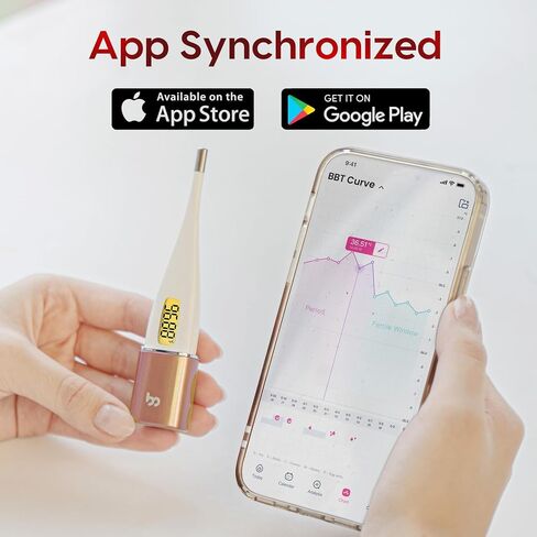 مقياس الحرارة الأساسي الذكي Femometer، مقياس حرارة BBT ذكي مع بلوتوث وإضاءة خلفية، متتبع فترة مراقبة الخصوبة، مزامنة مع تطبيق مقياس Femometer، ذهبي in Saudi Arabia