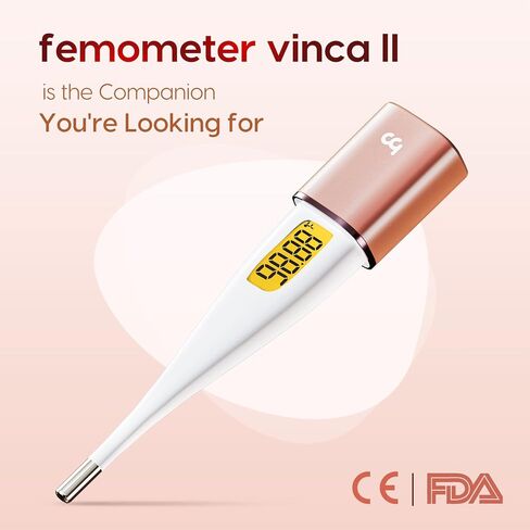 مقياس الحرارة الأساسي الذكي Femometer، مقياس حرارة BBT ذكي مع بلوتوث وإضاءة خلفية، متتبع فترة مراقبة الخصوبة، مزامنة مع تطبيق مقياس Femometer، ذهبي in Saudi Arabia
