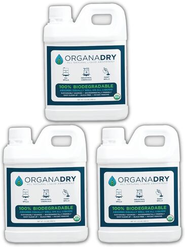 OrganaDry All Natural Liquid Absorbent | 100% Compostable | Silica Free | Industrial Automotive Oil Dry Cleanup Solution (1 lb Pouch) in Saudi Arabia