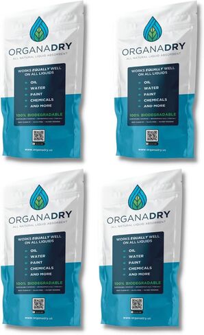 OrganaDry All Natural Liquid Absorbent | 100% Compostable | Silica Free | Industrial Automotive Oil Dry Cleanup Solution (1 lb Pouch) in Saudi Arabia