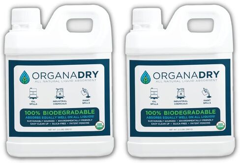 OrganaDry All Natural Liquid Absorbent | 100% Compostable | Silica Free | Industrial Automotive Oil Dry Cleanup Solution (1 lb Pouch) in Saudi Arabia