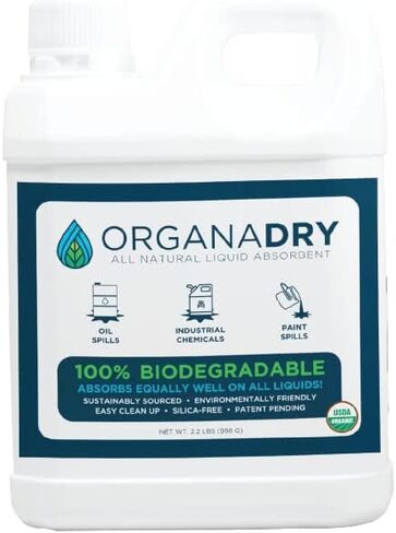 OrganaDry All Natural Liquid Absorbent | 100% Compostable | Silica Free | Industrial Automotive Oil Dry Cleanup Solution (1 lb Pouch) in Saudi Arabia