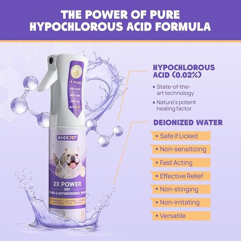 HICC PET Dog Wound Care Spray HOCl Formula Skin Repair & Healing Spray for Minor Cuts, Scrapes, Rashes, Hot Spots Treatment, Soothe Itching, Safe for All Animals, 10 Fl Oz in Saudi Arabia