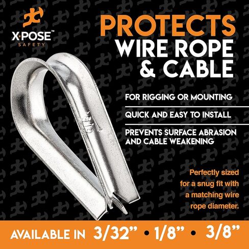 Xpose Safety 12 Pk كشتبانات من الفولاذ المقاوم للصدأ لحبل الأسلاك - 3/8 بوصة - معدات بحرية، إبحار، مرساة قارب، صيد الأسماك، درابزين، DIY، هواية، تطبيقات تجارية، صناعية - من Xpose Safety in Kuwait