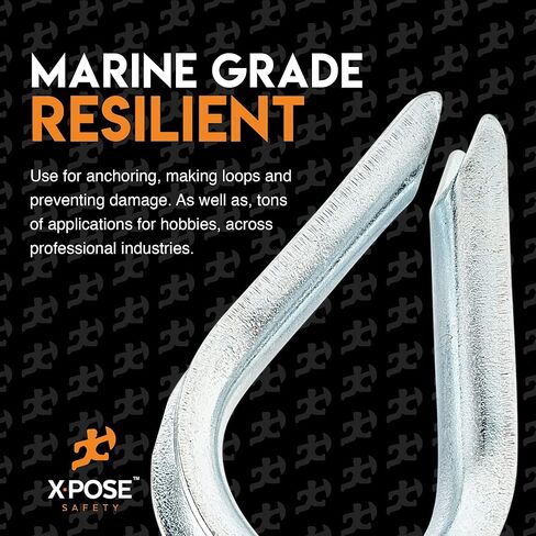 Xpose Safety 12 Pk كشتبانات من الفولاذ المقاوم للصدأ لحبل الأسلاك - 3/8 بوصة - معدات بحرية، إبحار، مرساة قارب، صيد الأسماك، درابزين، DIY، هواية، تطبيقات تجارية، صناعية - من Xpose Safety in Kuwait