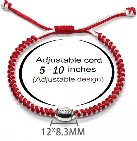MANYC Football Bracelets For Boys Girls Mens Womens Adjustable Unisex Football Charm Bracelet Weaved Bracelet String Football Charm Football Gifts (Blackwhite 2PCS) in Kuwait
