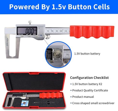 GODESON قرص الفرامل الدوار ميكرومتر، أداة قياس الفرجار الرقمية لفرامل القرص - 6 بوصة / 150 مم، أداة قياس الفرامل مع الفرجار - تحويل بوصة / متري، الفولاذ المقاوم للصدأ، شاشة LCD كبيرة in Kuwait
