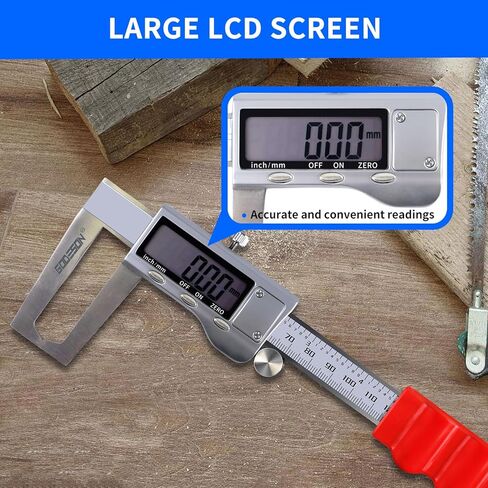 GODESON قرص الفرامل الدوار ميكرومتر، أداة قياس الفرجار الرقمية لفرامل القرص - 6 بوصة / 150 مم، أداة قياس الفرامل مع الفرجار - تحويل بوصة / متري، الفولاذ المقاوم للصدأ، شاشة LCD كبيرة in Kuwait