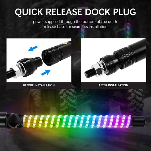 زوج JMTBNO زوج 3 أقدام RGB لولبية LED أضواء سوط هوائي مطاردة تطبيق بلوتوث وجهاز التحكم عن بعد مع أضواء فرامل إشارة الانعطاف علم الولايات المتحدة لشاحنات UTV RZR Can-Am ATV SxS Sand Dune Buggy in Kuwait