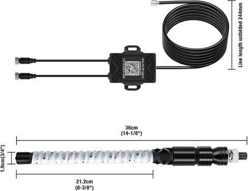 زوج JMTBNO زوج 3 أقدام RGB لولبية LED أضواء سوط هوائي مطاردة تطبيق بلوتوث وجهاز التحكم عن بعد مع أضواء فرامل إشارة الانعطاف علم الولايات المتحدة لشاحنات UTV RZR Can-Am ATV SxS Sand Dune Buggy in Kuwait