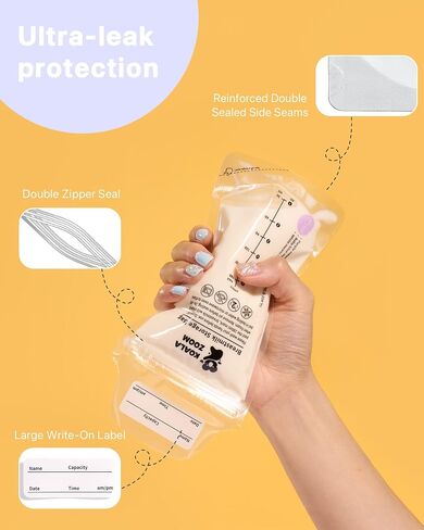 KoalaZoom Formula Dispenser with Breastmilk Storage Bags (30 Count), Baby Formula Dispenser Snack Container On The Go with Carry Handle and Scoop for Travel Storage, Holds 9.9oz/280g (Pink) in Saudi Arabia