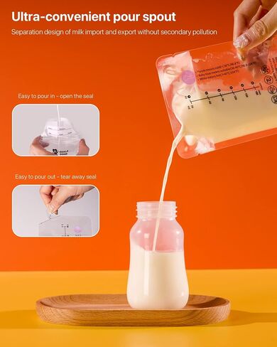 KoalaZoom Formula Dispenser with Breastmilk Storage Bags (30 Count), Baby Formula Dispenser Snack Container On The Go with Carry Handle and Scoop for Travel Storage, Holds 9.9oz/280g (Pink) in Saudi Arabia
