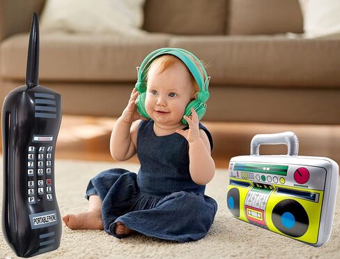 عبوتان من الهاتف المحمول القابل للنفخ وصندوق الازدهار من طراز 80's Retro 90's الهاتف المحمول وصندوق راديو Boombox لدعائم صور الكابينة in Kuwait