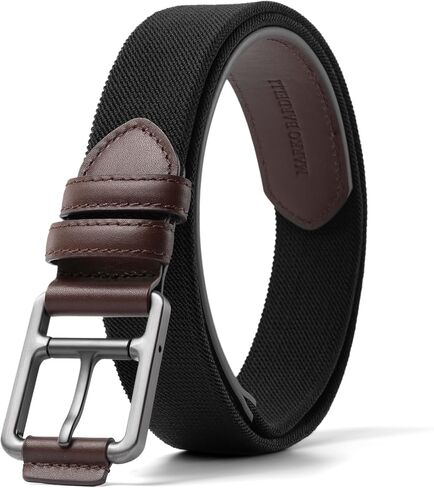 Marko Bardelli Elastic Leather Men's Belt - Comfortable Stretch Waistband Casual Golf Jeans & Pants - Innovative Design- Gift Box (Monza, Waist adjustable 30" to 34") in Saudi Arabia