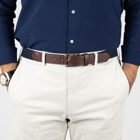 Marko Bardelli Elastic Leather Men's Belt - Comfortable Stretch Waistband Casual Golf Jeans & Pants - Innovative Design- Gift Box (Monza, Waist adjustable 30" to 34") in Saudi Arabia