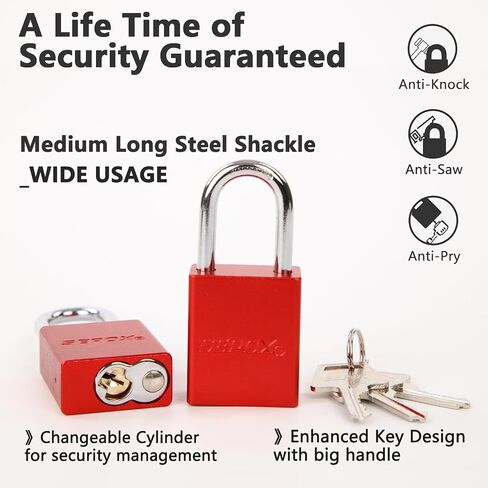 SEPOX® Trinity Out-Door Padlock Key-Alike Water-Proof Solid-Aluminum,1.5" 38mm Heavy-Duty Pack of 3 Pcs RGB Locks with Brass Cylinder Long-Shackle for Boat,Fishing, Marine,Fence,Safety Lock in Saudi Arabia