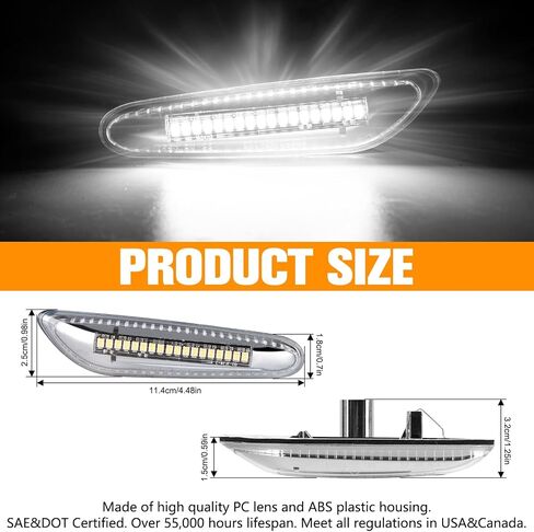 Gempro Sequential White LED Side Marker Light Turn Signal Lamps for BMW E84 E81 E82 E87 E88 E90 E91 E92 E93 E46 E53 X3 E83 X1 Clear Len, 2PCS in Saudi Arabia