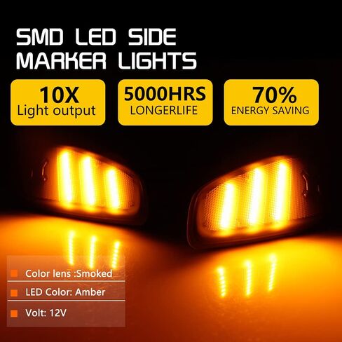 Tonsya مجموعة عدسات LED كهرمانية كاملة متوافقة مع 2015 2016 2017 2018 2019 2020 2021 2022 Jeep Renegade استبدال المصد الأمامي OEM متسلسل LED مرآة جانبية أضواء إشارة الانعطاف قطعتين in Saudi Arabia