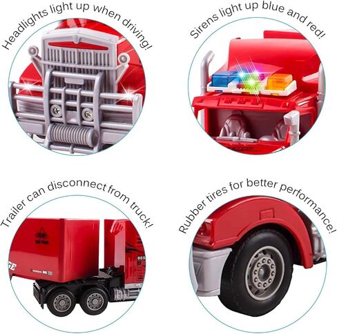 Vokodo RC Semi Truck and Trailer 23" with Lights Electric Hauler Remote Control Kids Big Rig Toy Carrier Van Transport Vehicle Ready to Run Semi-Truck Cargo Car Great Gift for Children Boys Girls Red in Saudi Arabia