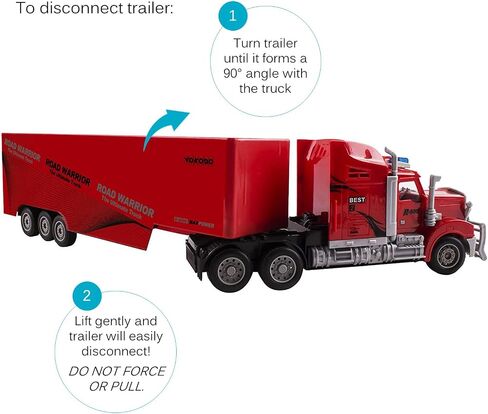 Vokodo RC Semi Truck and Trailer 23" with Lights Electric Hauler Remote Control Kids Big Rig Toy Carrier Van Transport Vehicle Ready to Run Semi-Truck Cargo Car Great Gift for Children Boys Girls Red in Saudi Arabia