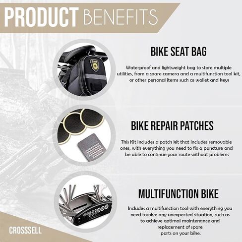 CROSSSELL Bike Tool Kit, Bike Seat Bag,Bike Repair Kit, Bicycle Tool Kit,Bicycle Repair Kit, Bike Repair Tool Kit, Mountain Bike Tool kit, Bike Bag in Saudi Arabia