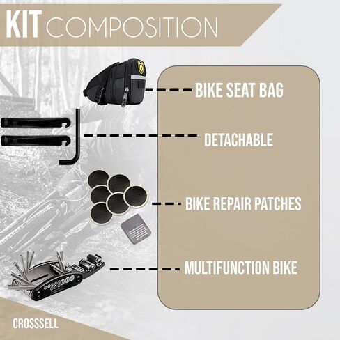CROSSSELL Bike Tool Kit, Bike Seat Bag,Bike Repair Kit, Bicycle Tool Kit,Bicycle Repair Kit, Bike Repair Tool Kit, Mountain Bike Tool kit, Bike Bag in Saudi Arabia