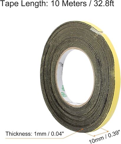 Rebower Single-Sided Foam Tape Self Adhesive, [for Home Fixtures, Daily Use] - 10mm x 1mm / 10m / Black, Yellow / 1Pcs in Saudi Arabia