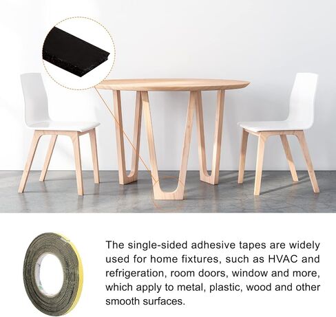 Rebower Single-Sided Foam Tape Self Adhesive, [for Home Fixtures, Daily Use] - 10mm x 1mm / 10m / Black, Yellow / 1Pcs in Saudi Arabia