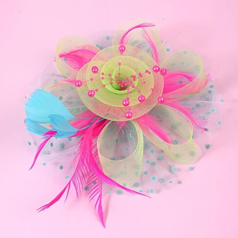 Zivyes قطع زينة القبعات للنساء قبعة حفلات الشاي كنتاكي ديربي قبعة الزفاف خوذة ريشة شبكة مشبك شعر in Kuwait