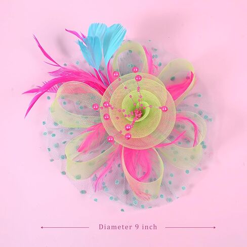 Zivyes قطع زينة القبعات للنساء قبعة حفلات الشاي كنتاكي ديربي قبعة الزفاف خوذة ريشة شبكة مشبك شعر in Kuwait