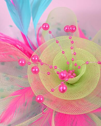 Zivyes قطع زينة القبعات للنساء قبعة حفلات الشاي كنتاكي ديربي قبعة الزفاف خوذة ريشة شبكة مشبك شعر in Kuwait