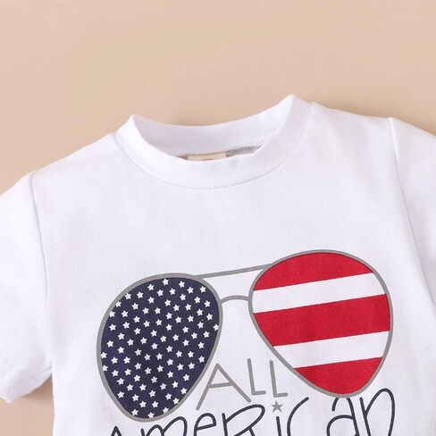 MAYUMMPY Baby Girls Boys 4th of July Outfit American Flag Tee Romper Short Pants Infant Independence Day Clothes Set in Saudi Arabia