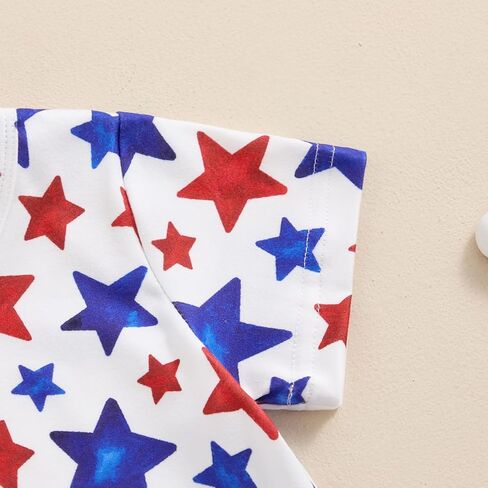 Mayummpy طفل الفتيات الفتيان 4th من يوليو الزي العلم الأمريكي المحملة رومبير السراويل القصيرة الرضع عيد الاستقلال الملابس مجموعة in Kuwait