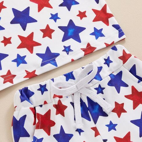 Mayummpy طفل الفتيات الفتيان 4th من يوليو الزي العلم الأمريكي المحملة رومبير السراويل القصيرة الرضع عيد الاستقلال الملابس مجموعة in Kuwait