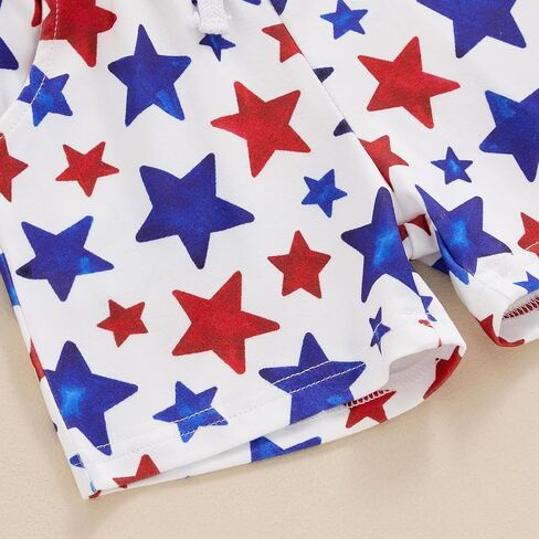 Mayummpy طفل الفتيات الفتيان 4th من يوليو الزي العلم الأمريكي المحملة رومبير السراويل القصيرة الرضع عيد الاستقلال الملابس مجموعة in Kuwait