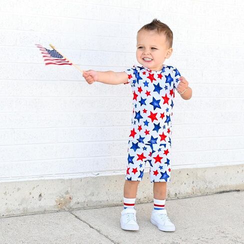 Mayummpy طفل الفتيات الفتيان 4th من يوليو الزي العلم الأمريكي المحملة رومبير السراويل القصيرة الرضع عيد الاستقلال الملابس مجموعة in Kuwait