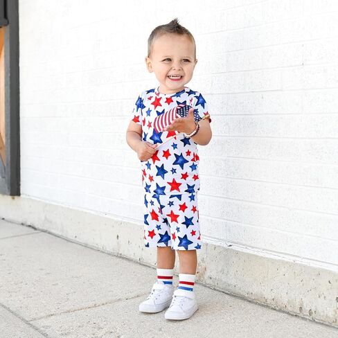 Mayummpy طفل الفتيات الفتيان 4th من يوليو الزي العلم الأمريكي المحملة رومبير السراويل القصيرة الرضع عيد الاستقلال الملابس مجموعة in Kuwait
