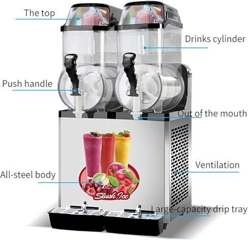 Slushie Machine Commercial Margarita Frozen Drink Smoothie Maker with Double Tank 30L(8Gal 15Lx2) Cocktail Machines for Bar Party Mobile Store Carnival, 950W Mix Drink Machineries, One Click Cleaning in Kuwait