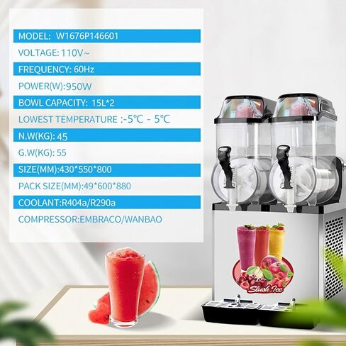 Slushie Machine Commercial Margarita Frozen Drink Smoothie Maker with Double Tank 30L(8Gal 15Lx2) Cocktail Machines for Bar Party Mobile Store Carnival, 950W Mix Drink Machineries, One Click Cleaning in Kuwait