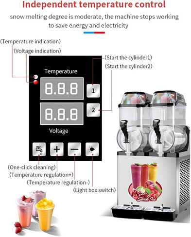Slushie Machine Commercial Margarita Frozen Drink Smoothie Maker with Double Tank 30L(8Gal 15Lx2) Cocktail Machines for Bar Party Mobile Store Carnival, 950W Mix Drink Machineries, One Click Cleaning in Kuwait
