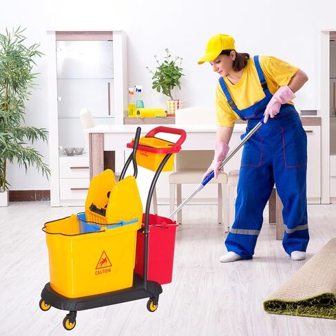 Sasylvia Yellow Mop Wringer Down Press Wringer Mop Bucket Wringer Only Mop Strainer Industrial Cleaning Accessories for Commercial Floor Mopping Buckets Household Restaurant Restroom Supplies in Saudi Arabia