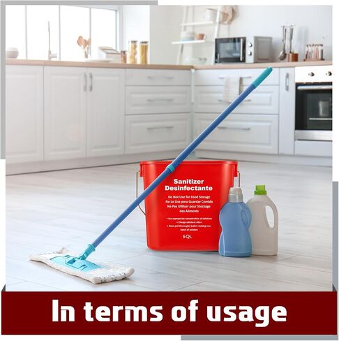 Mumufy 12 Pcs Commercial Cleaning Bucket 6 Quart Cleaning Pail Kitchen Sanitizer Bucket with Handle Household Sanitation Bucket Detergent Plastic Pail for Classroom Home Use (Red) in Saudi Arabia