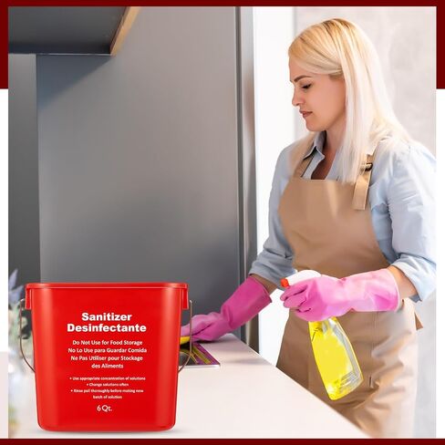 Mumufy 12 Pcs Commercial Cleaning Bucket 6 Quart Cleaning Pail Kitchen Sanitizer Bucket with Handle Household Sanitation Bucket Detergent Plastic Pail for Classroom Home Use (Red) in Saudi Arabia